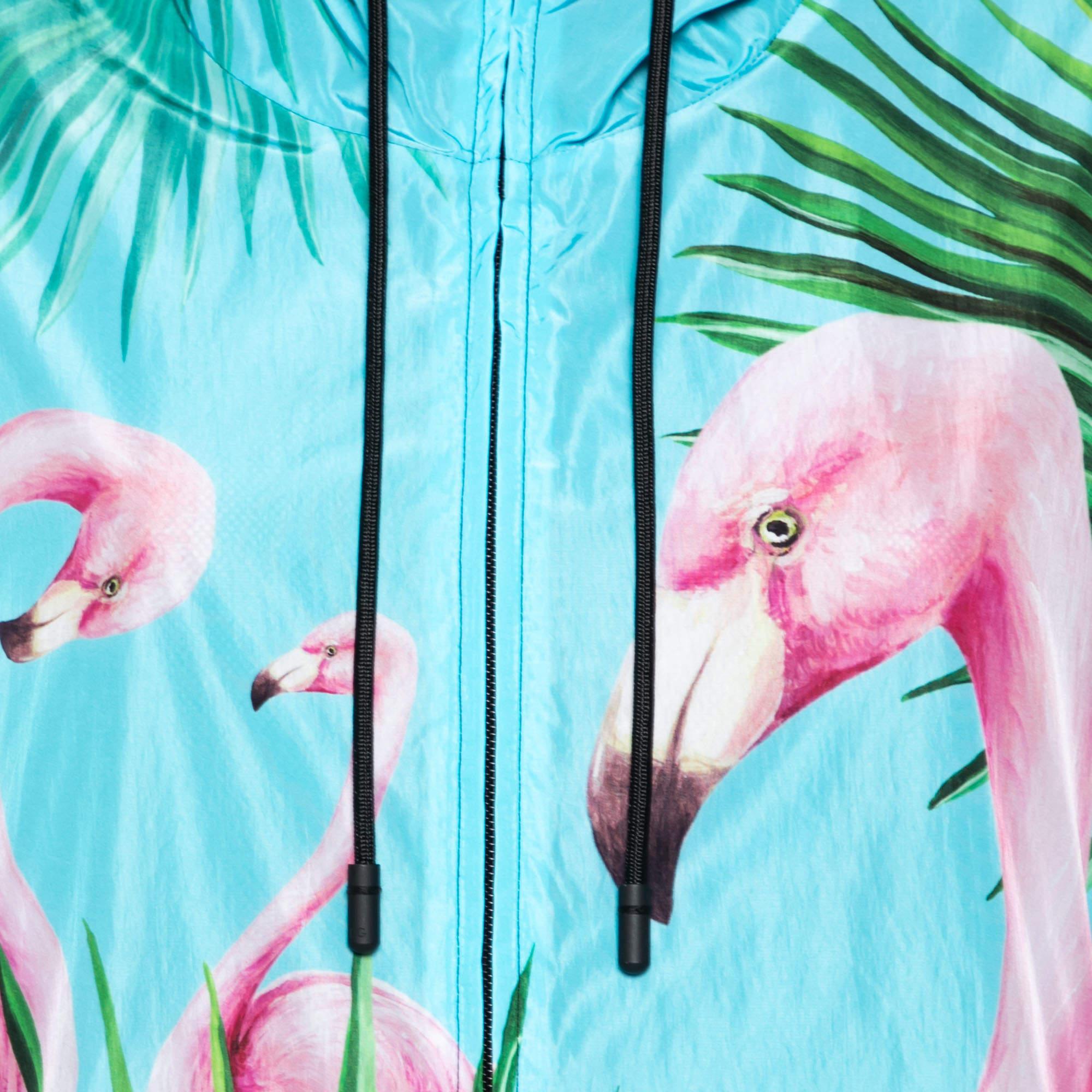 Bleu Dolce & Gabbana Veste à capuche synthétique imprimée flamingo bleu XL