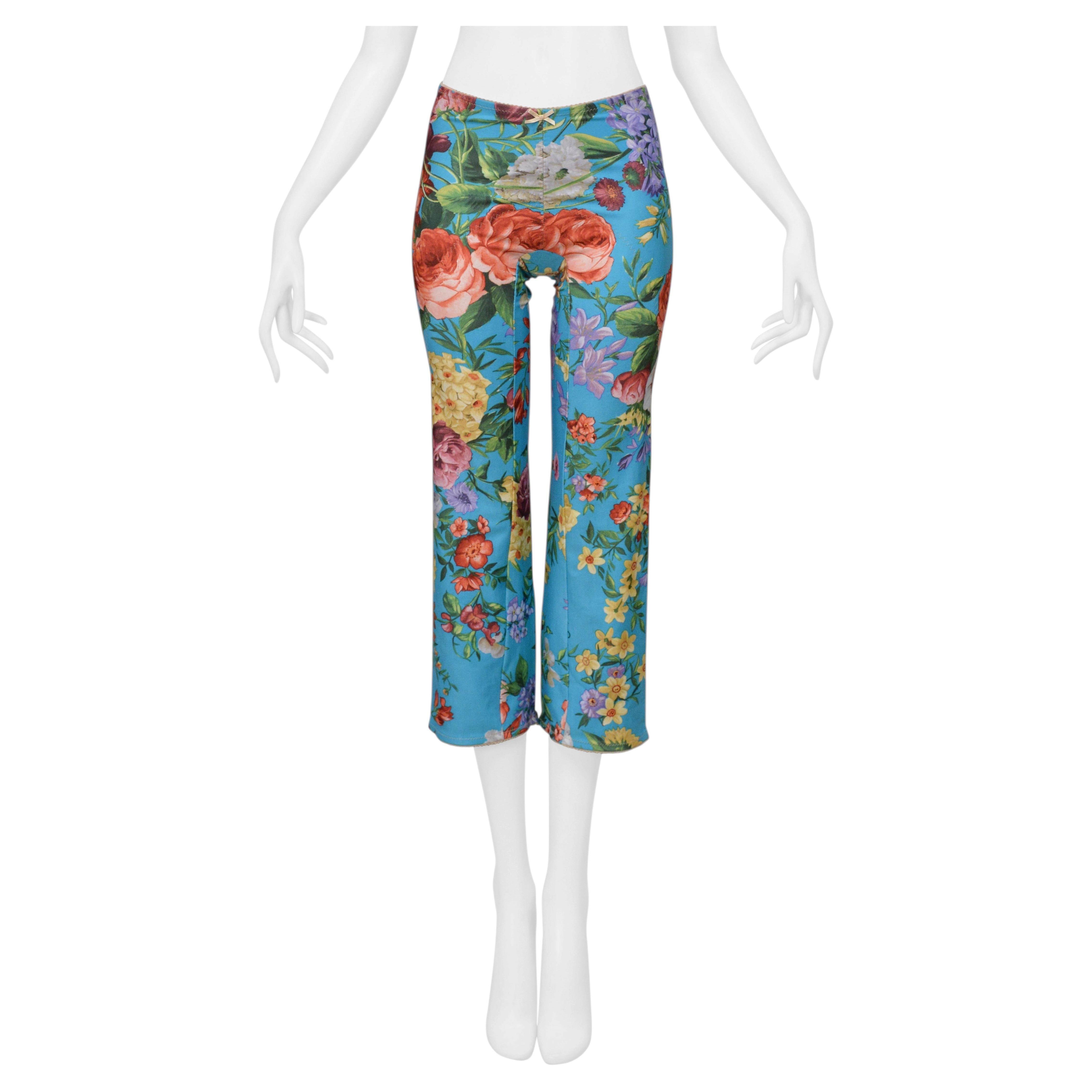 Dolce & Gabbana Blaue geblümte Hose im Angebot
