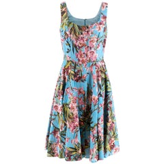 Dolce 
Gabbana Blue Floral Print Sleeveless Dress - Size US 10