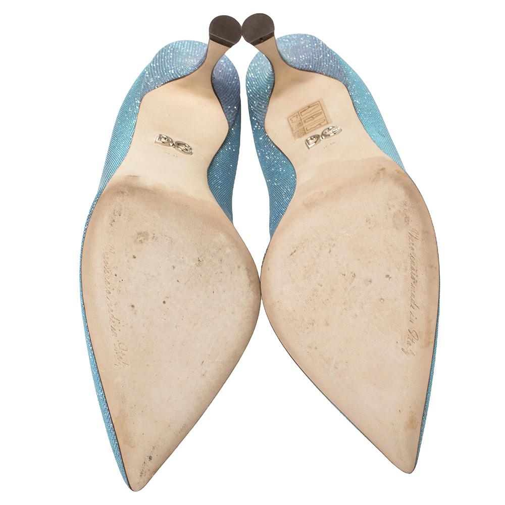Dolce & Gabbana Blue Glitter Pointed Toe Pumps Size 36.5 3