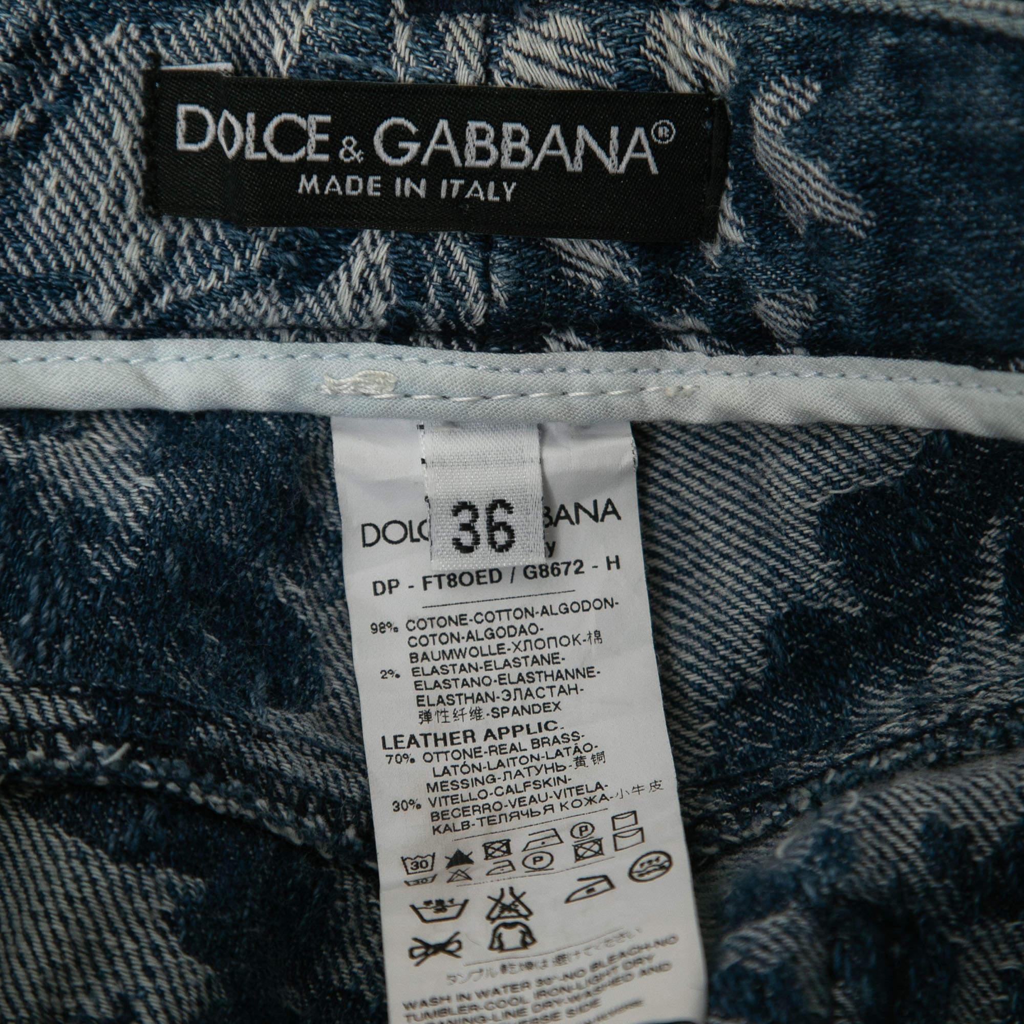 Dolce & Gabbana Blue Jacquard Denim Jeans XS Waist 24
