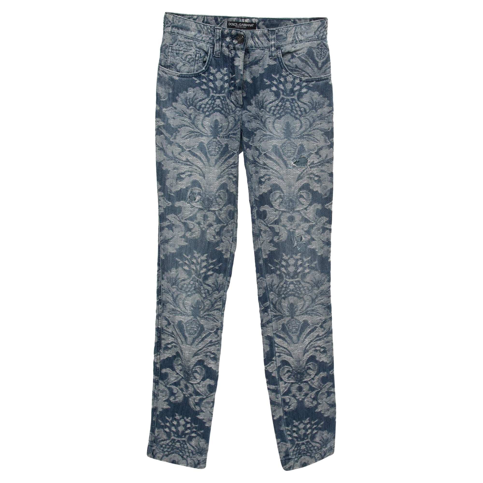 Dolce & Gabbana Blue Jacquard Denim Jeans XS Waist 24"