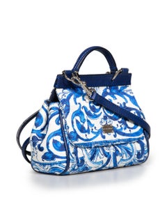 Dolce & Gabbana Blue Jacquard Majolica Miss Sicily Bag