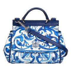 Dolce & Gabbana Blue Jacquard Majolica Miss Sicily Bag