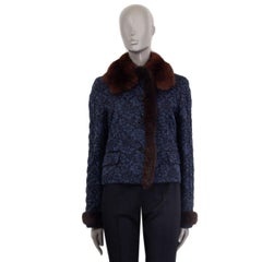 DOLCE & GABBANA blue LACE FUR TRIMMED Jacket L