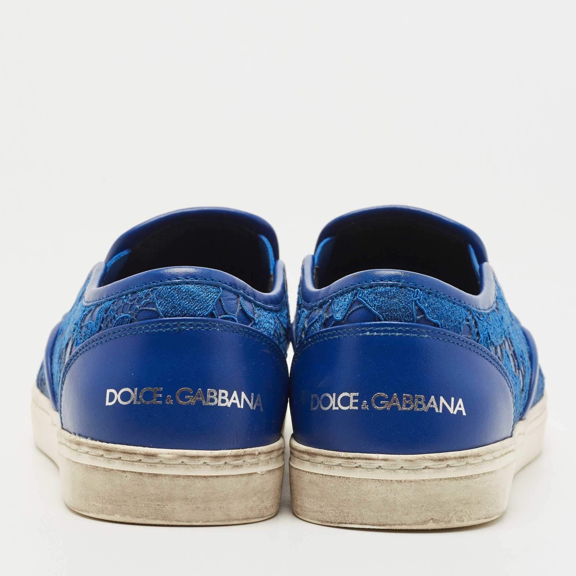 Dolce & Gabbana Blue Lace Slip On Sneakers Size 38 1