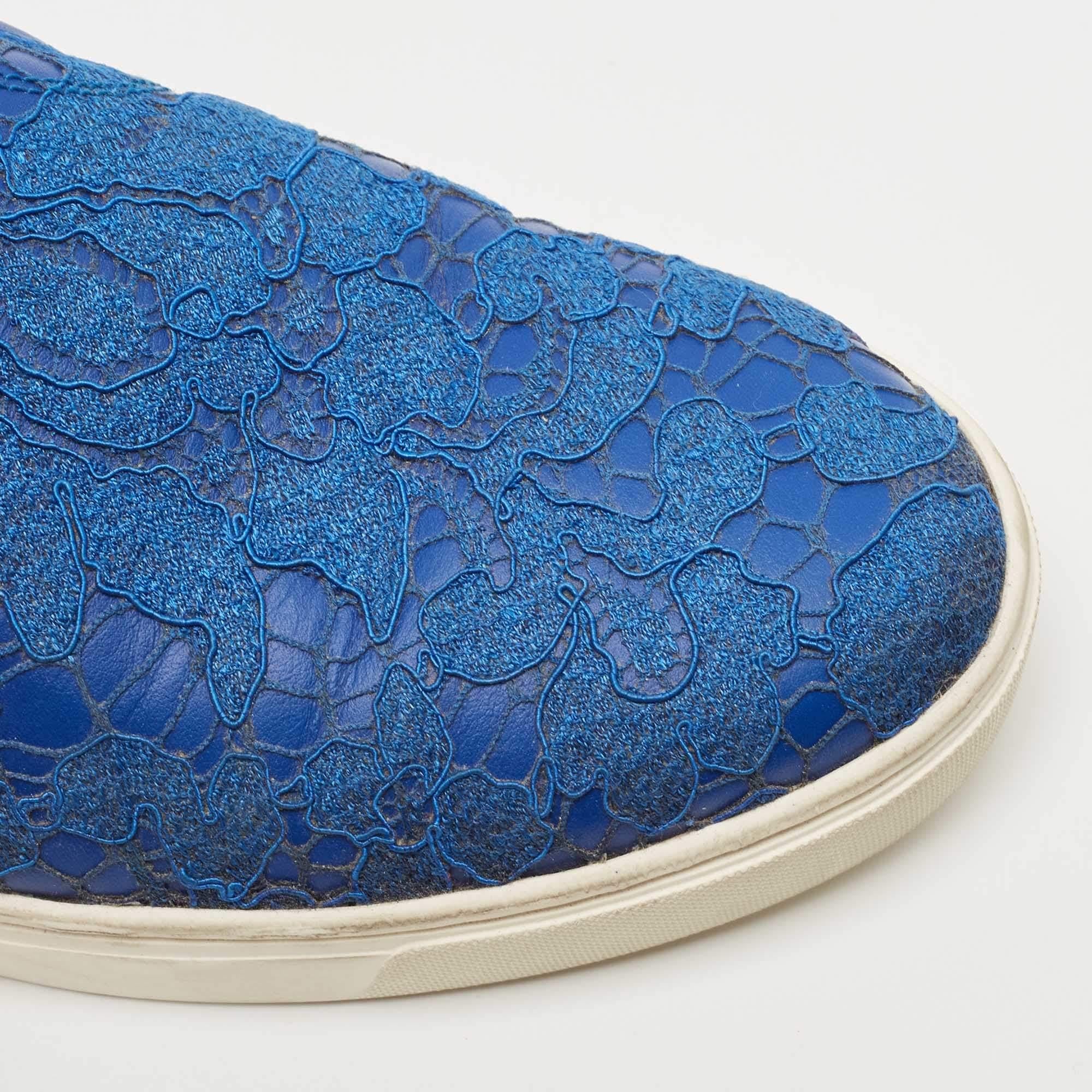 Dolce & Gabbana Blue Lace Slip On Sneakers Size 38 2