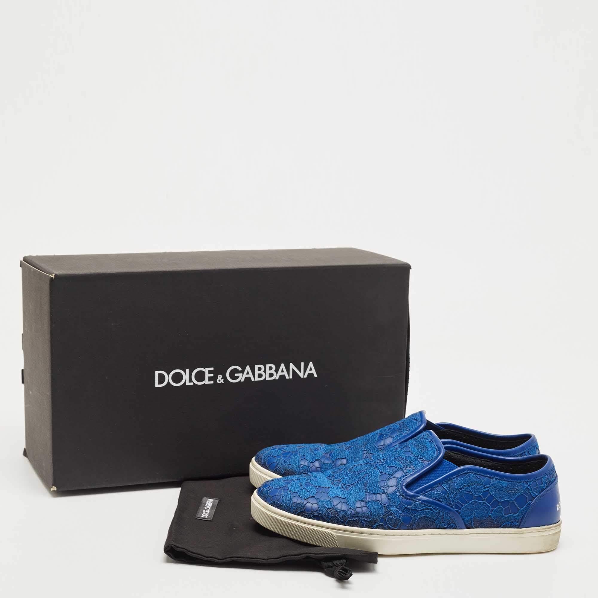 Dolce & Gabbana Blue Lace Slip On Sneakers Size 38 4