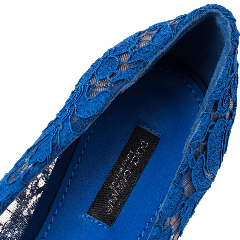 Dolce & Gabbana Blue Lace Taormina Ballet Flats Size 39 1