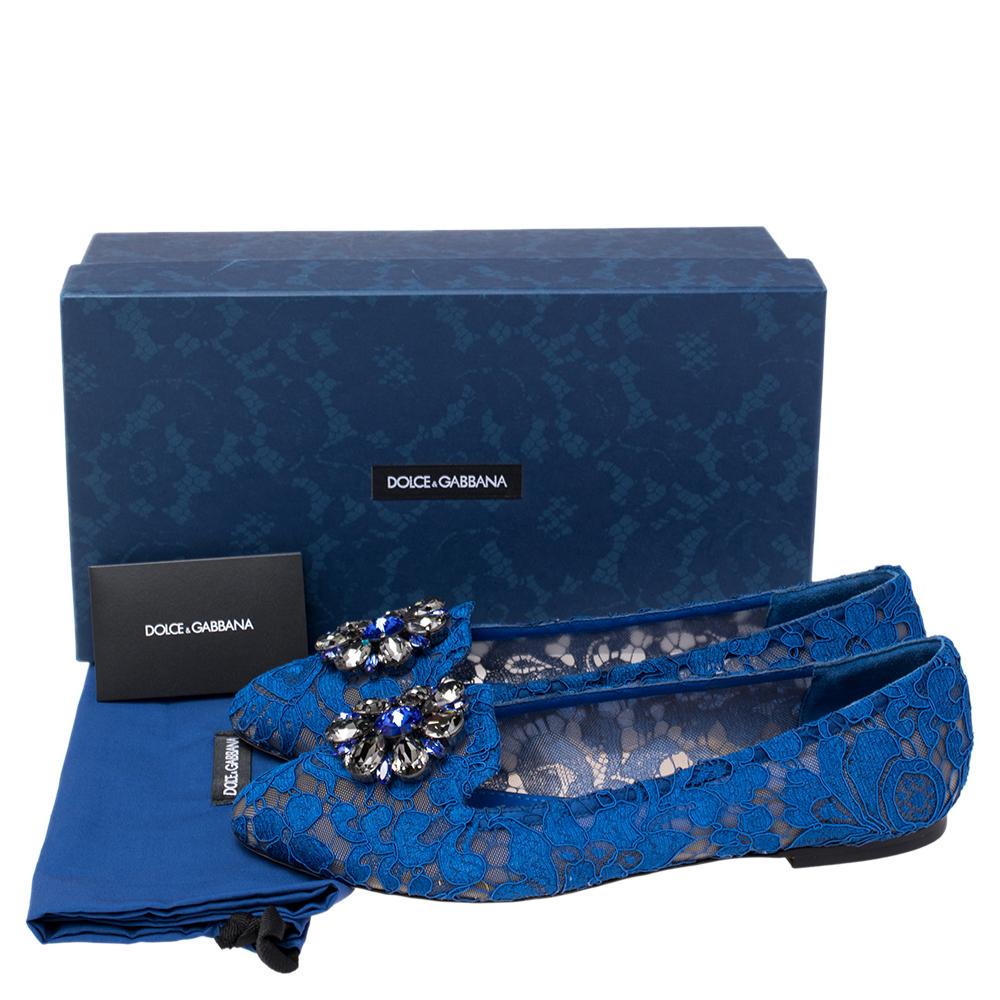 Dolce & Gabbana Blue Lace Taormina Ballet Flats Size 39 3