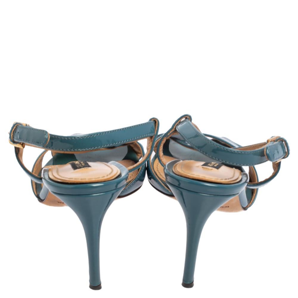 Dolce & Gabbana Blue Leather Ankle Strap Sandals Size 38 1
