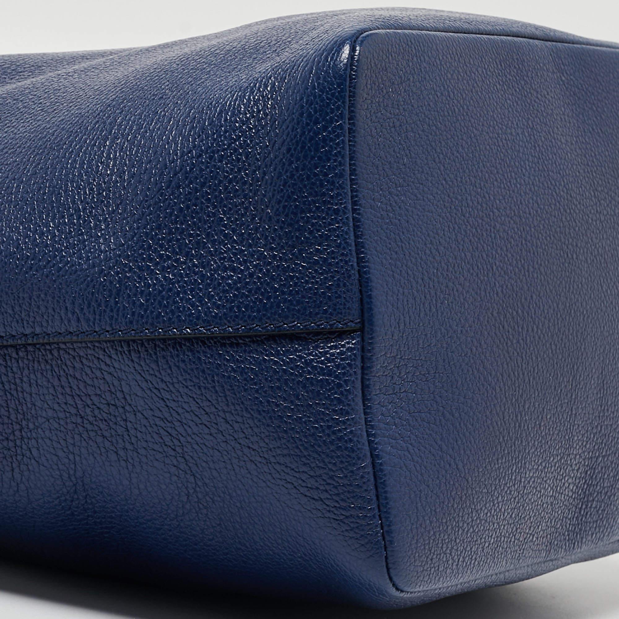 Dolce & Gabbana Blue Leather Claudia Drawstring Bucket Bag 7