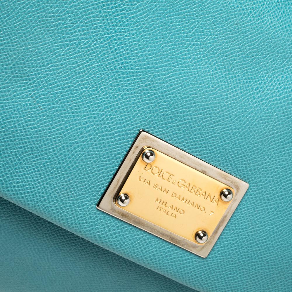 Dolce & Gabbana Blue Leather Large Miss Sicily Top Handle Bag 6