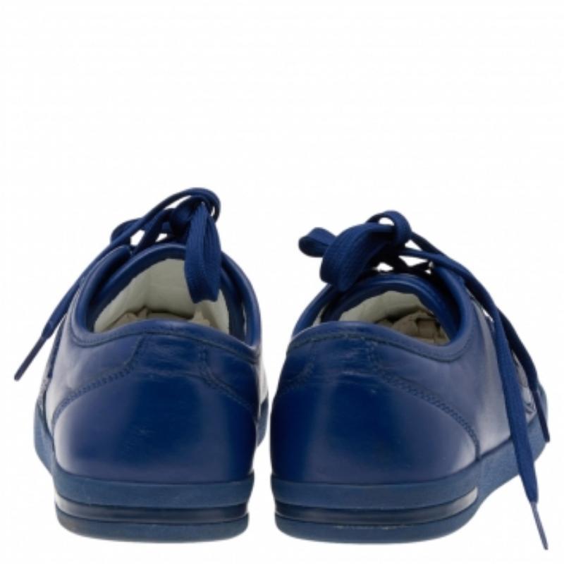 Blu Dolce & Gabbana - Scarpe da ginnastica basse in pelle blu con logo Taglia 39 in vendita