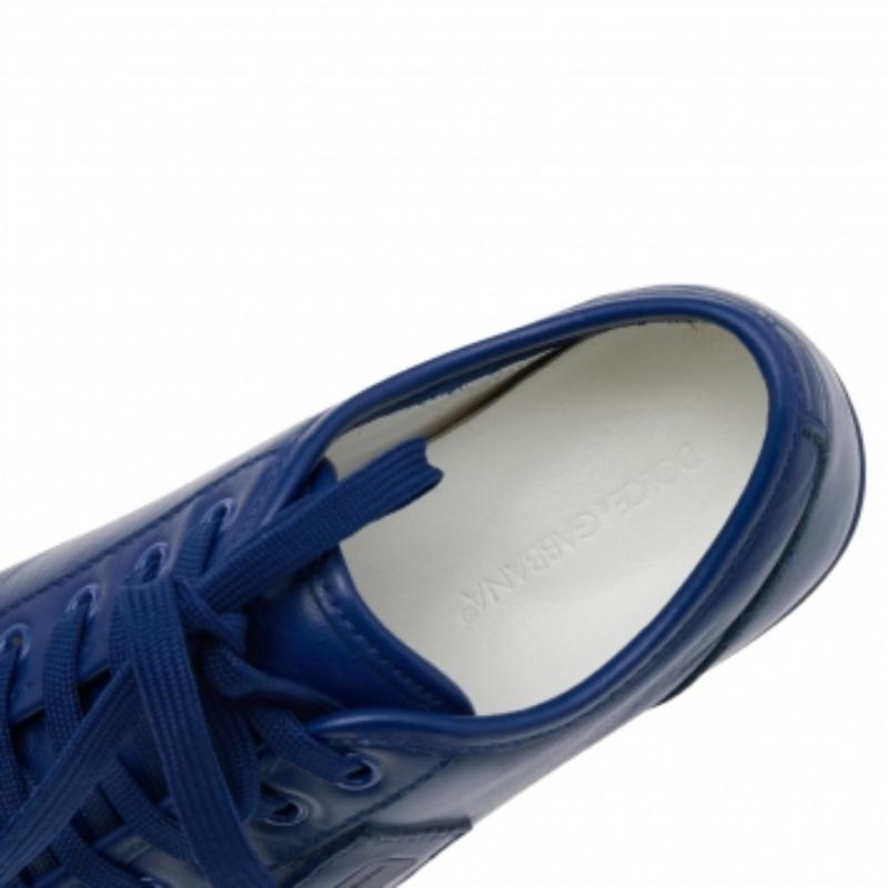 Uomo Dolce & Gabbana - Scarpe da ginnastica basse in pelle blu con logo Taglia 39 in vendita