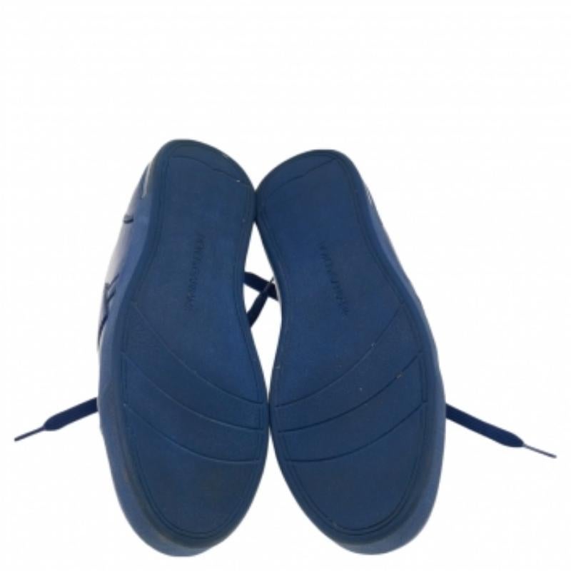 Dolce & Gabbana - Scarpe da ginnastica basse in pelle blu con logo Taglia 39 in vendita 2