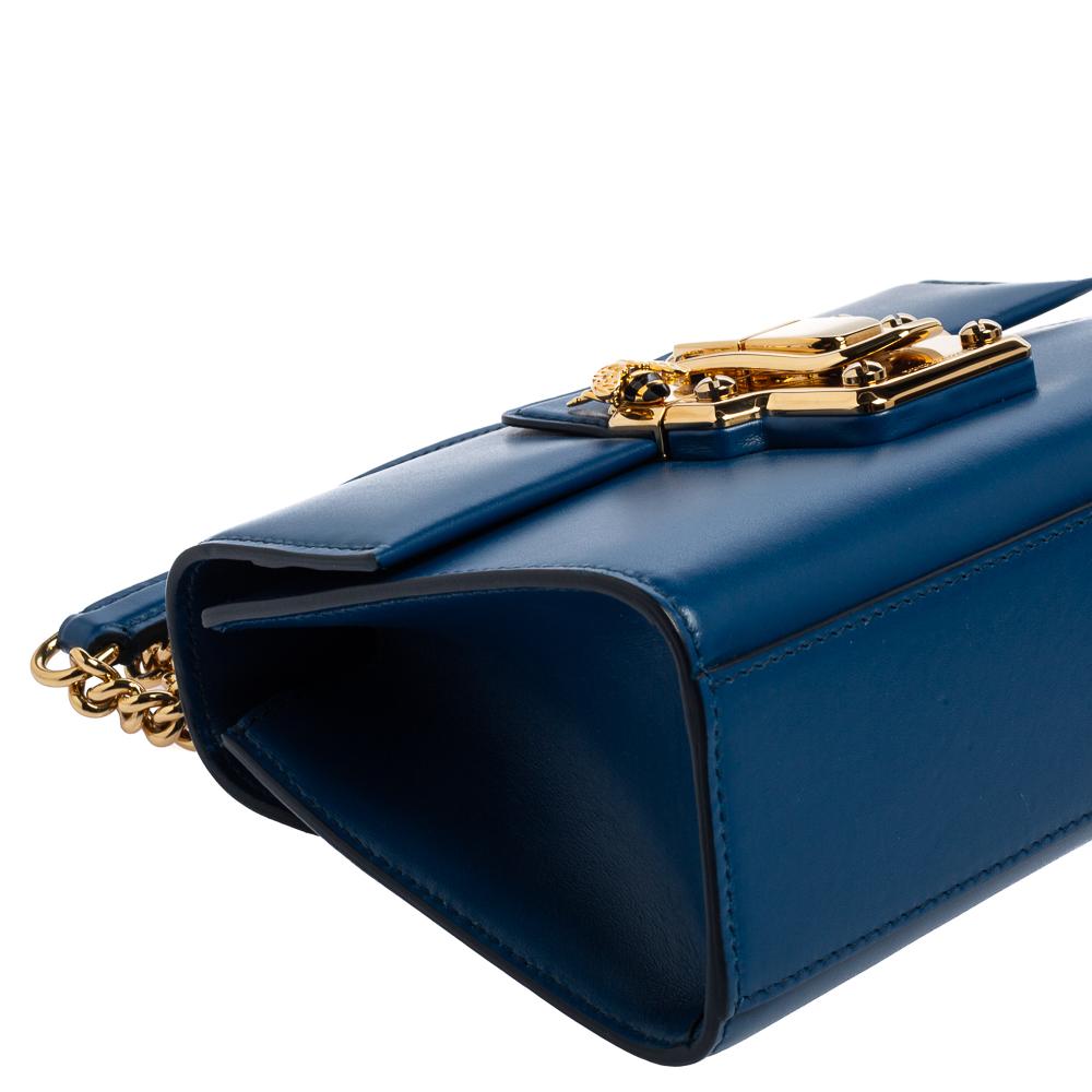 Dolce & Gabbana Blue Leather Lucia Chain Shoulder Bag 7