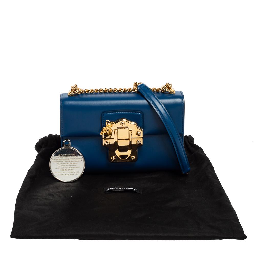 Dolce & Gabbana Blue Leather Lucia Chain Shoulder Bag 9
