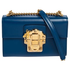 Dolce & Gabbana Blue Leather Lucia Chain Shoulder Bag