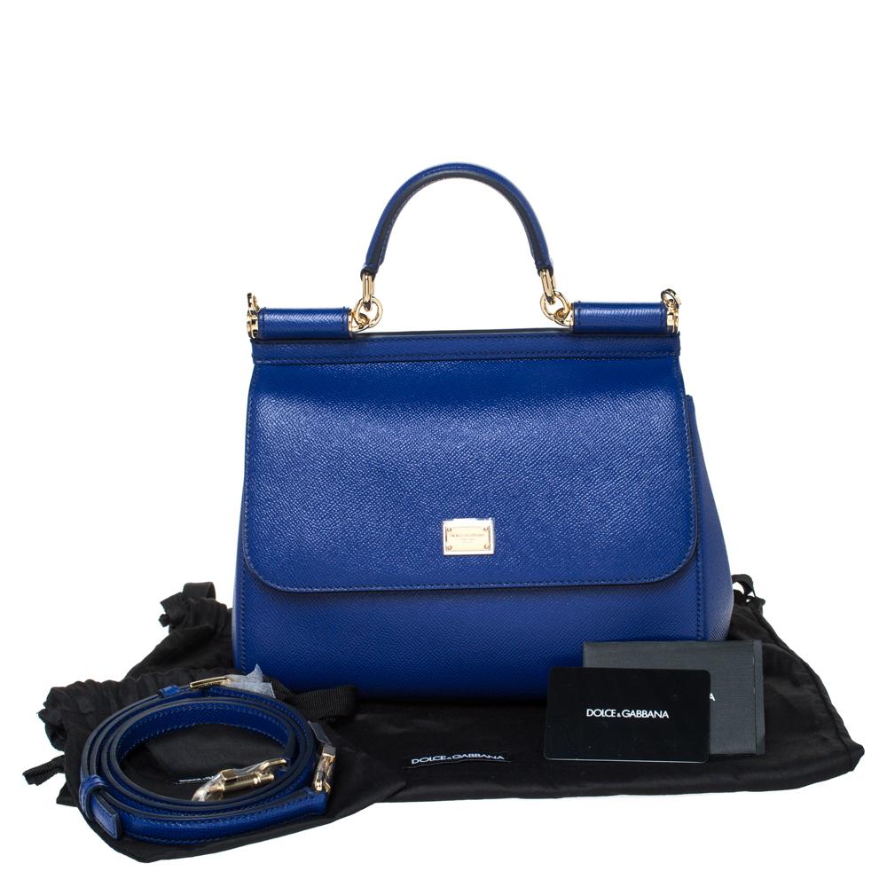 Dolce & Gabbana Blue Leather Medium Miss Sicily Bag In New Condition In Dubai, Al Qouz 2