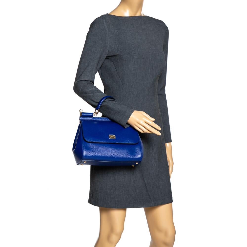 Women's Dolce & Gabbana Blue Leather Medium Miss Sicily Bag