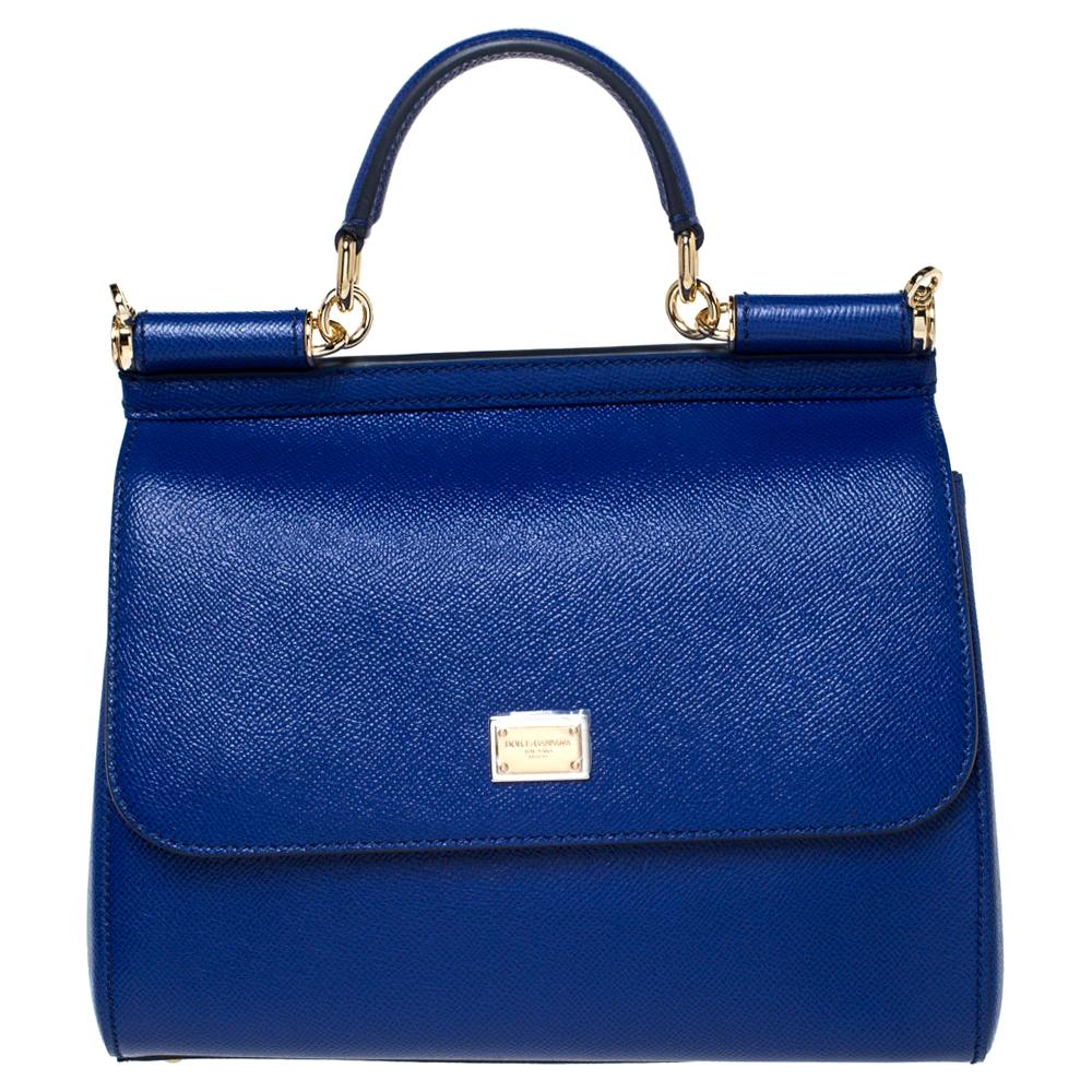 Dolce & Gabbana Blue Leather Medium Miss Sicily Bag