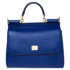 Dolce & Gabbana Blue Leather Medium Miss Sicily Bag