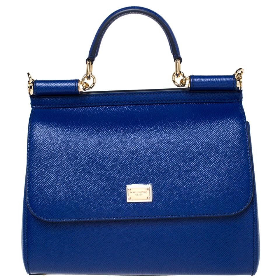 Dolce & Gabbana Blue Leather Medium Miss Sicily Bag