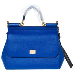 Dolce & Gabbana Blue Leather Medium Miss Sicily Bag