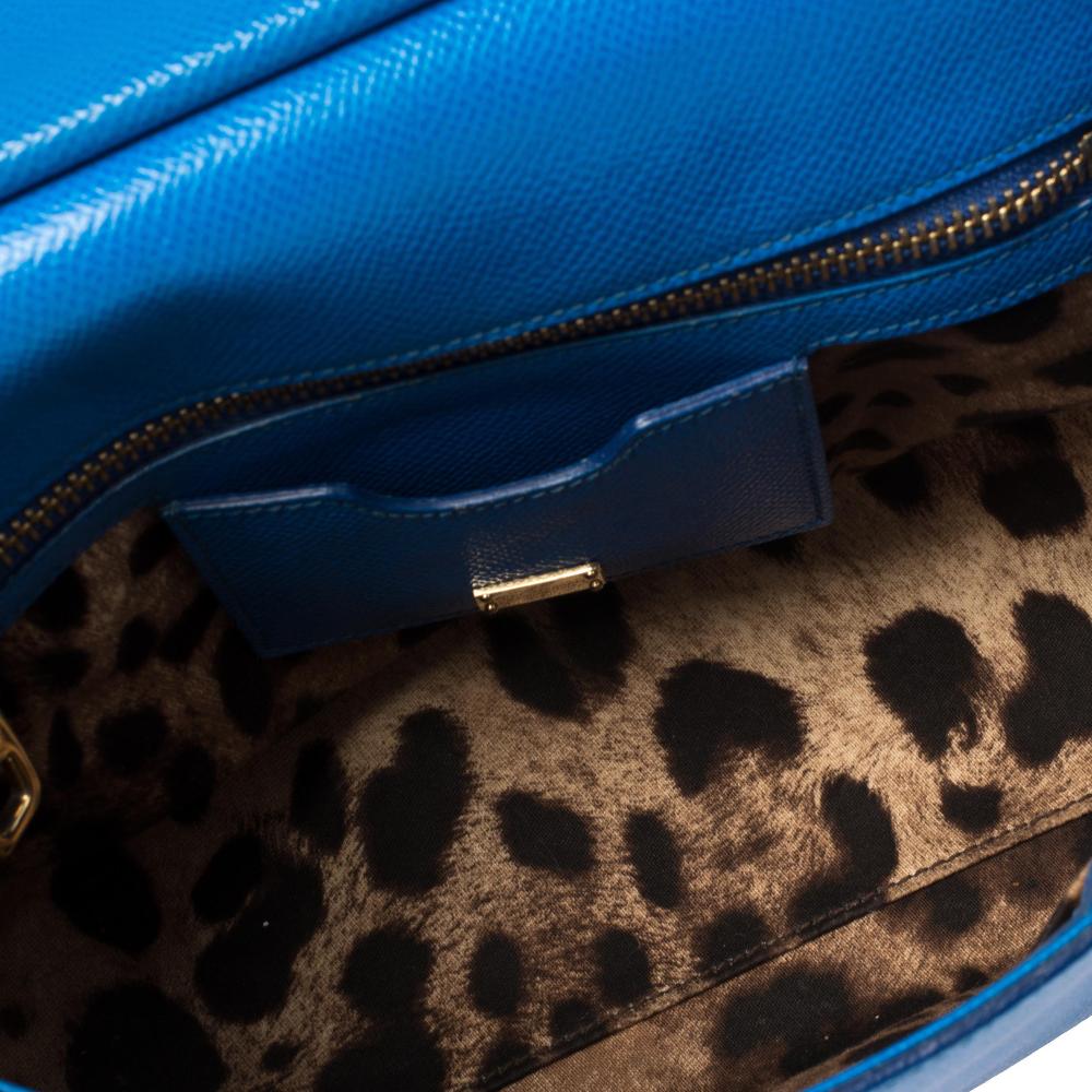 Women's Dolce & Gabbana Blue Leather Medium Miss Sicily Top Handle Bag