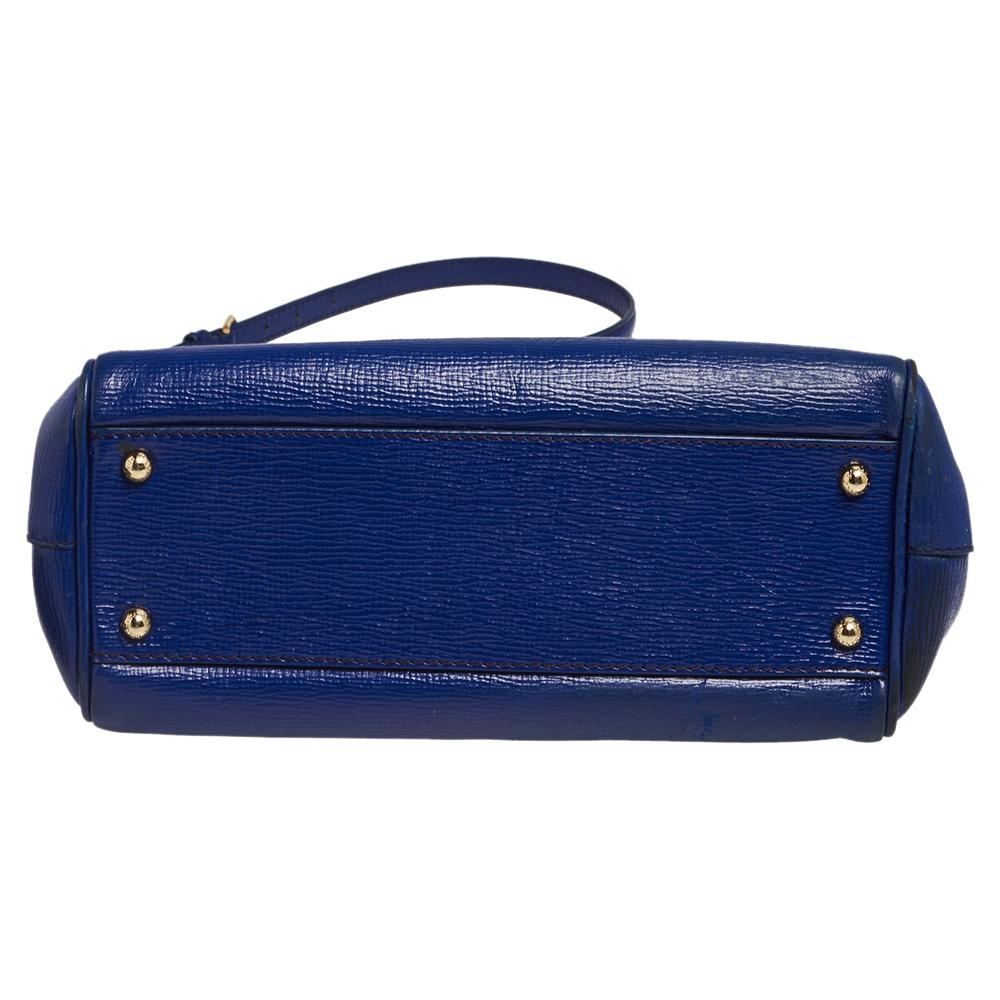 Dolce & Gabbana Blue Leather Medium Miss Sicily Top Handle Bag 1