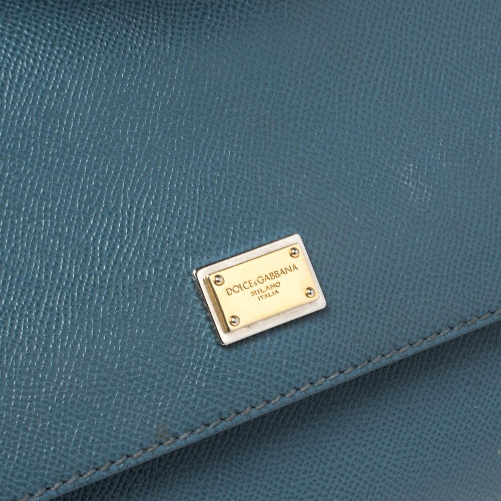 Dolce & Gabbana Blue Leather Medium Miss Sicily Top Handle Bag 3