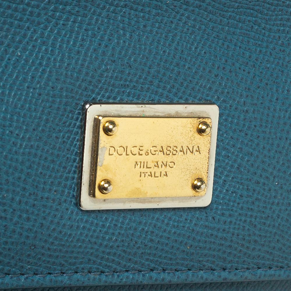 Dolce & Gabbana Blue Leather Medium Miss Sicily Top Handle Bag 4