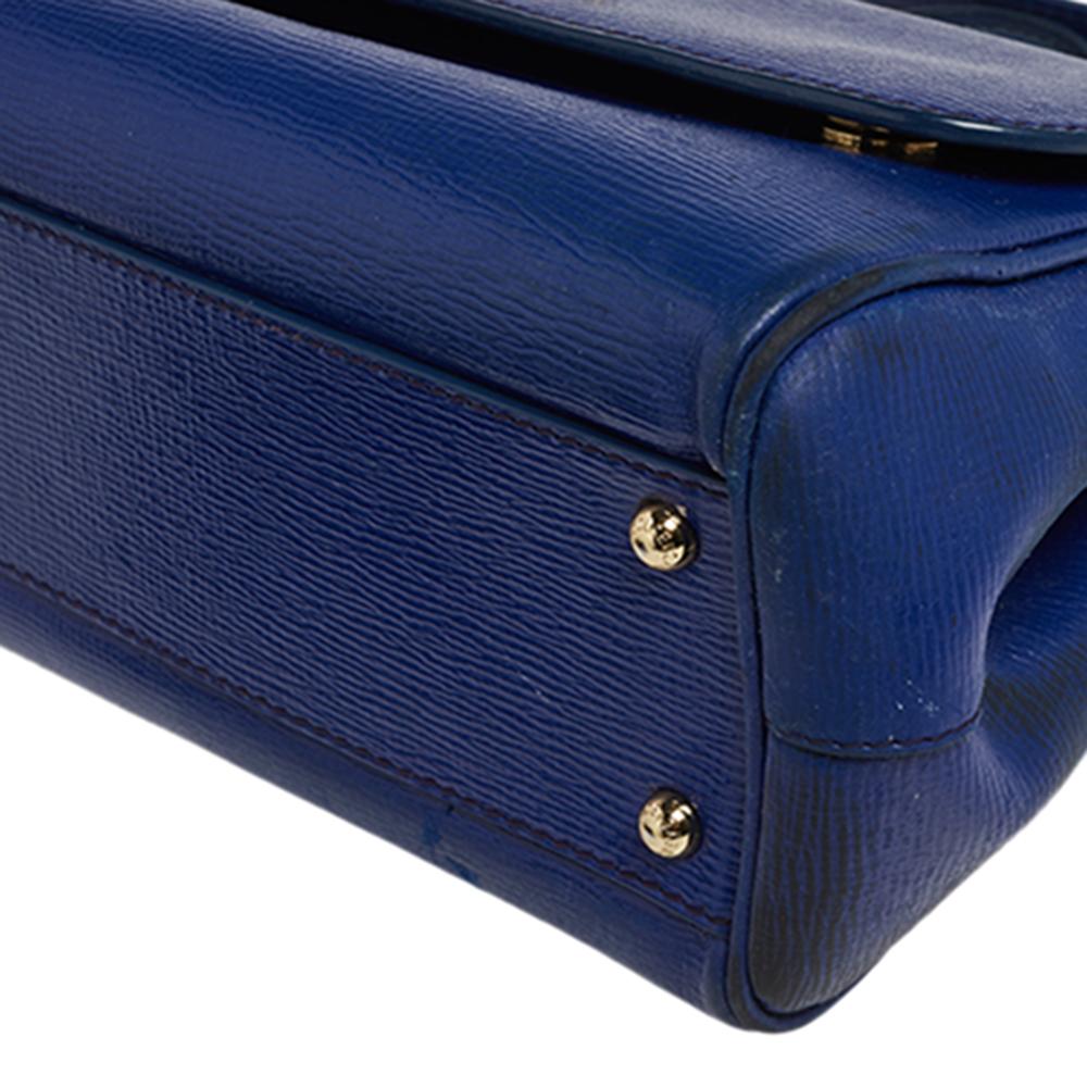 Dolce & Gabbana Blue Leather Medium Miss Sicily Top Handle Bag 4