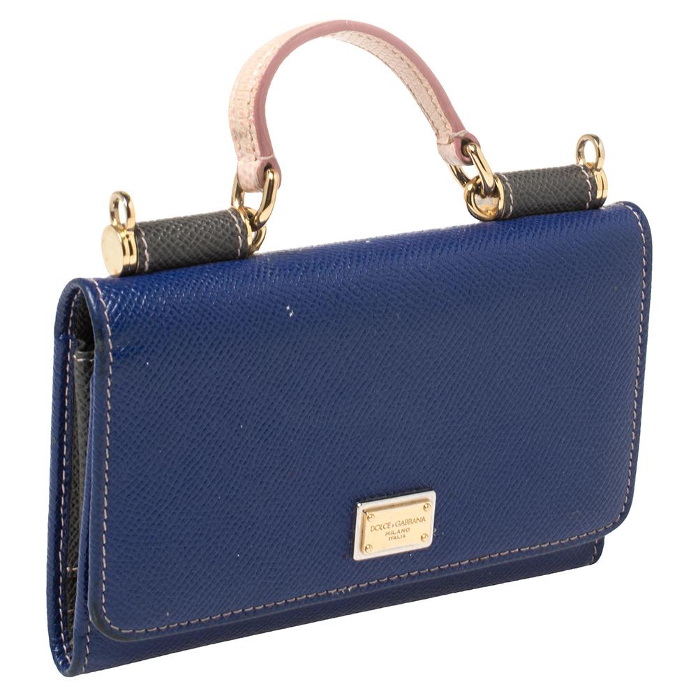 Women's Dolce & Gabbana Blue Leather Miss Sicily Von Wallet on Chain