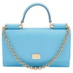 Dolce & Gabbana Blue Leather Miss Sicily Von Wallet on Chain