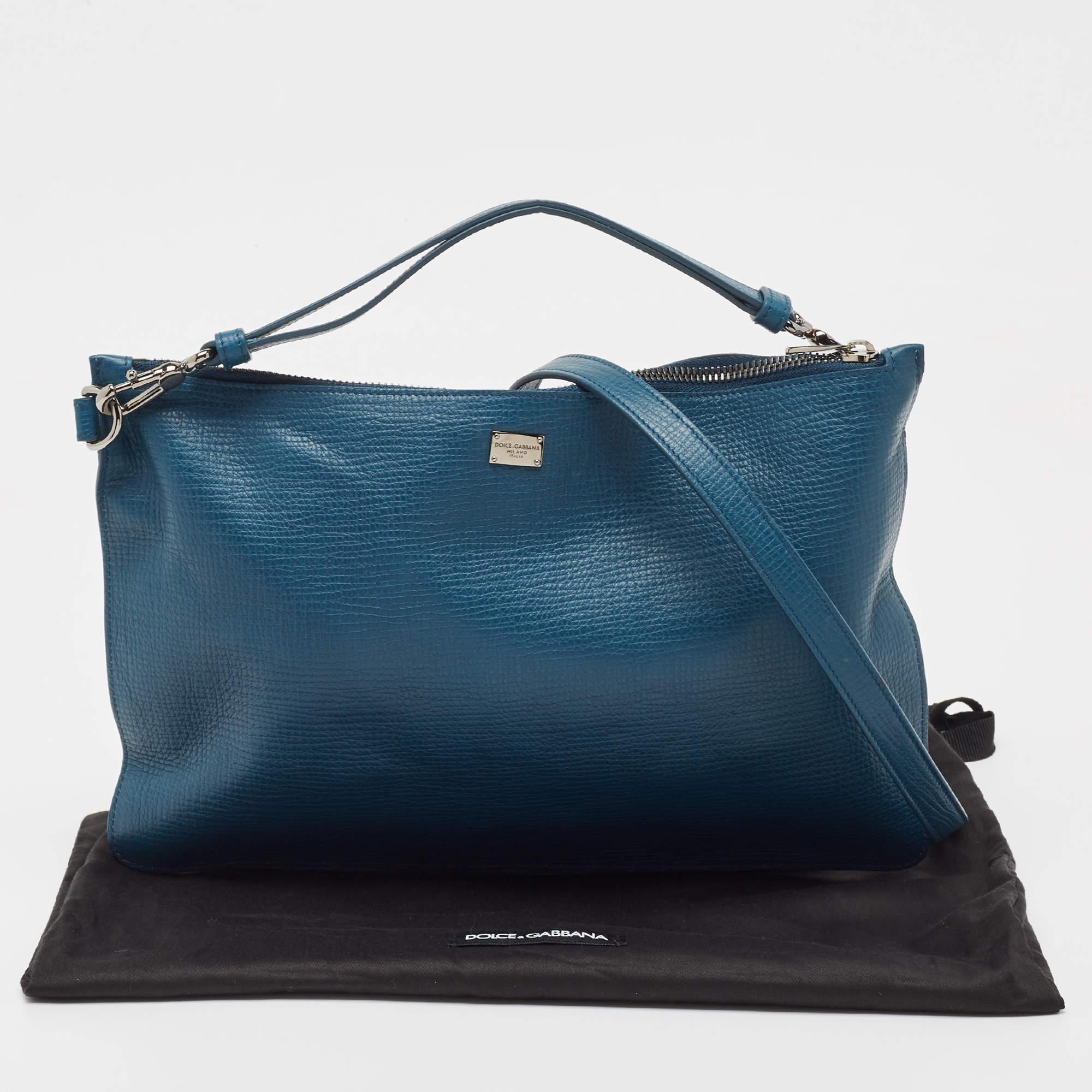 Dolce & Gabbana Blue Leather Oversized Clutch 8
