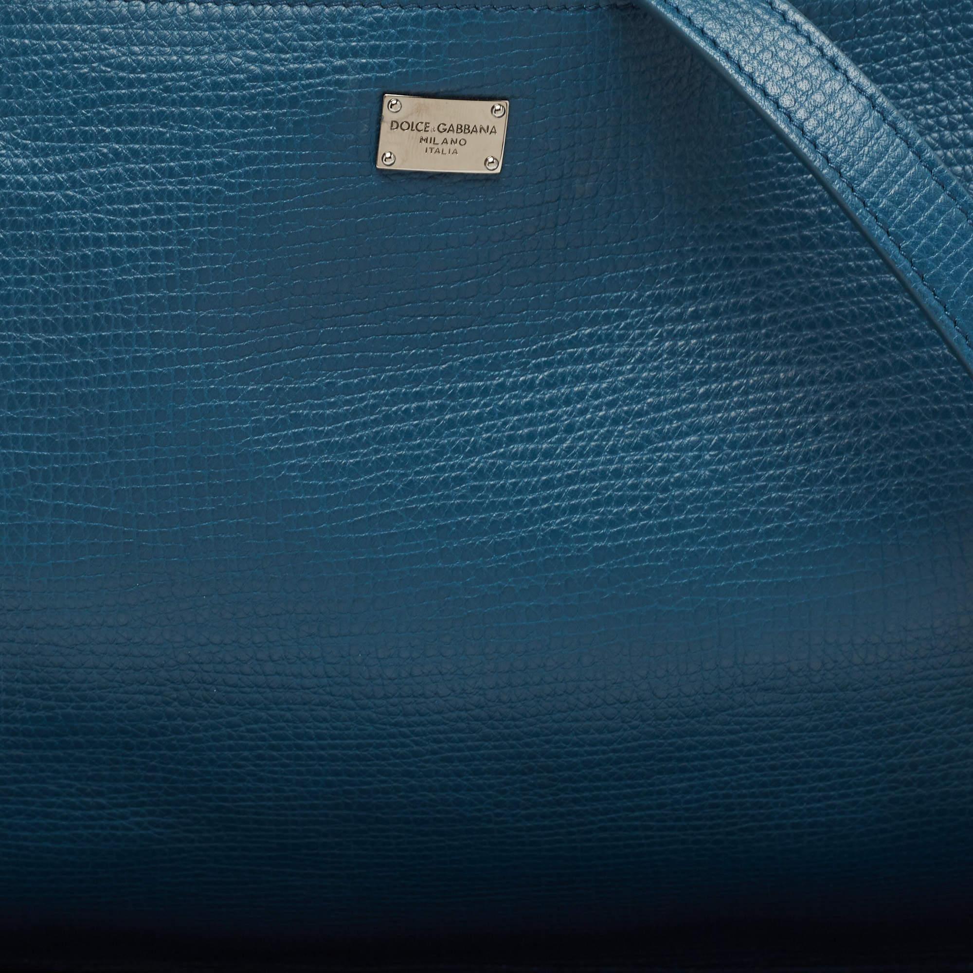 Dolce & Gabbana Blue Leather Oversized Clutch 1