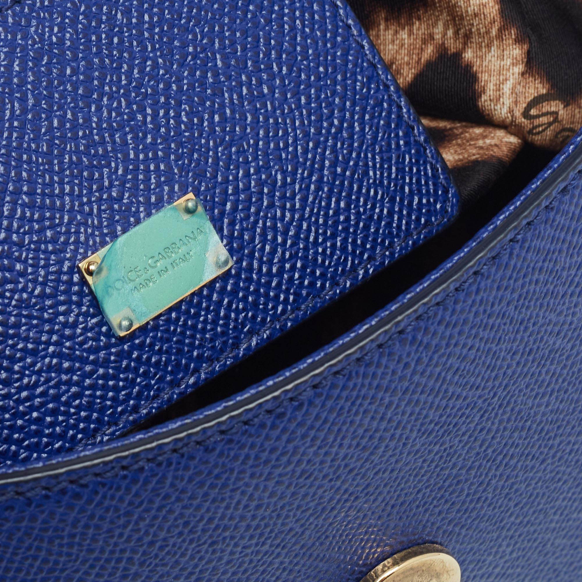 Dolce & Gabbana Blaue Miss Sicily Henkeltasche aus Leder 6