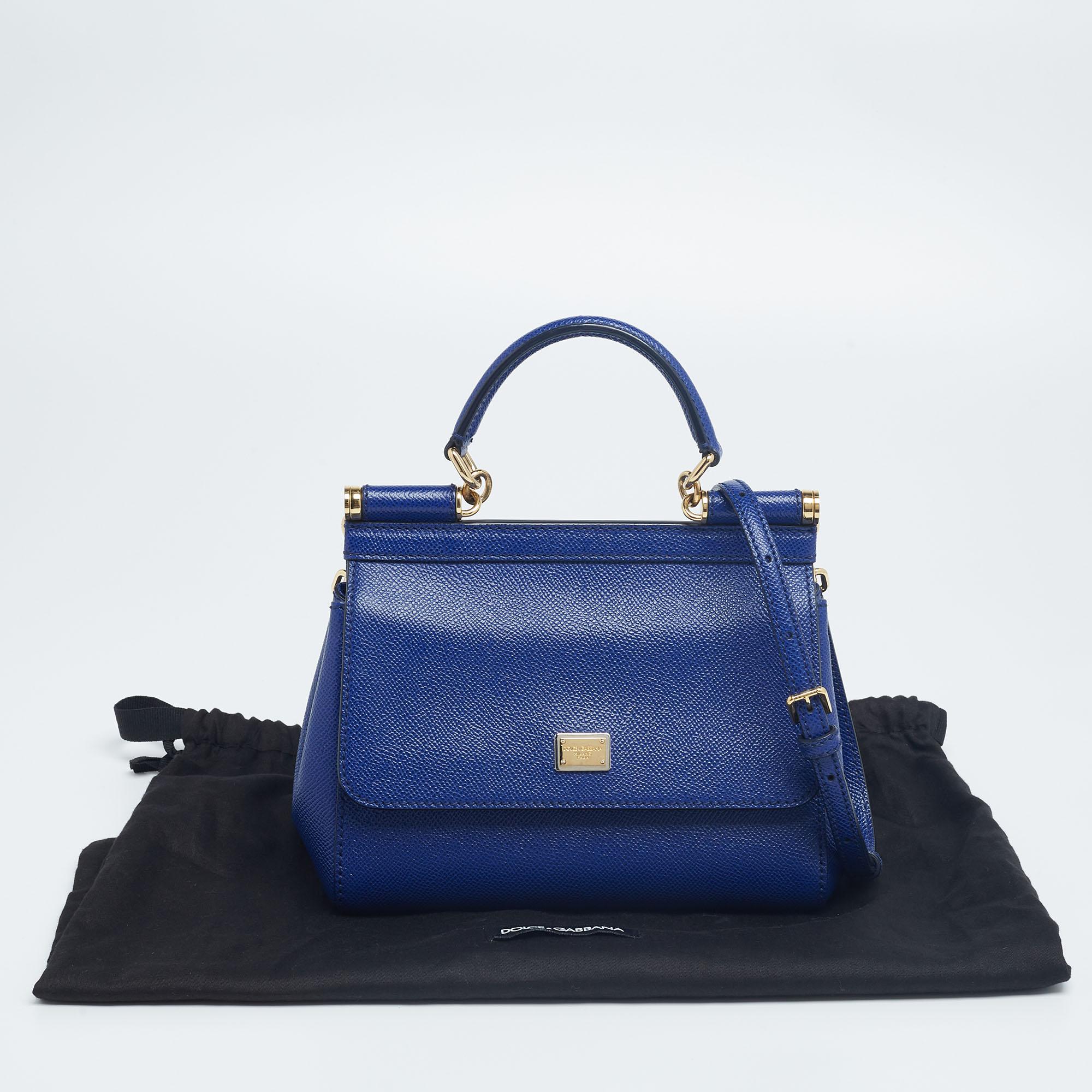 Dolce & Gabbana Blaue Miss Sicily Henkeltasche aus Leder 8