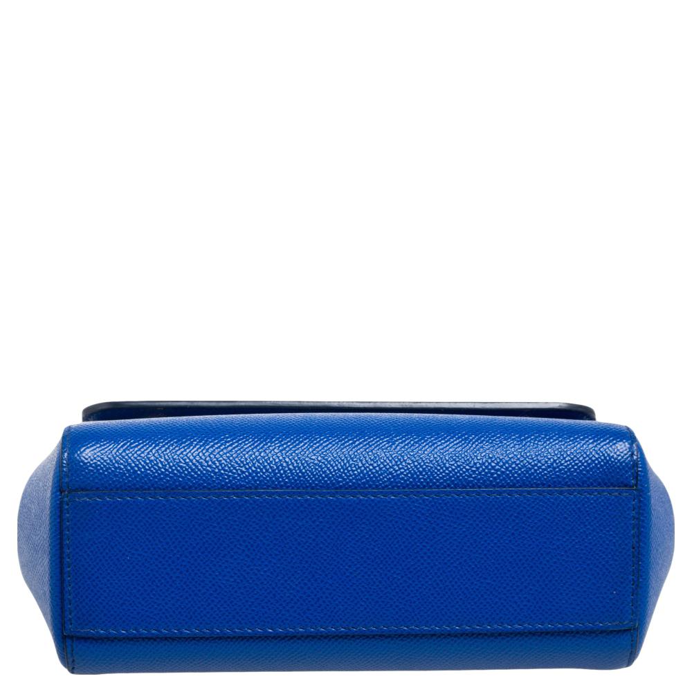 Dolce & Gabbana Blue Leather Small Miss Sicily Top Handle Bag 1