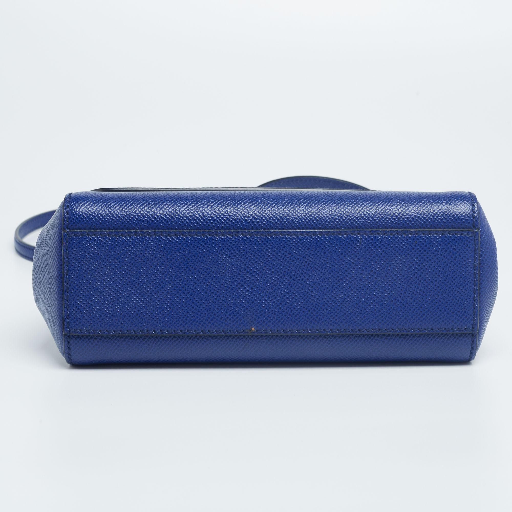 Dolce & Gabbana Blaue Miss Sicily Henkeltasche aus Leder 1