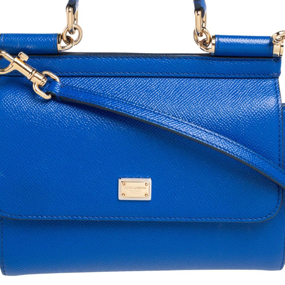 Dolce & Gabbana Blue Leather Small Miss Sicily Top Handle Bag 2