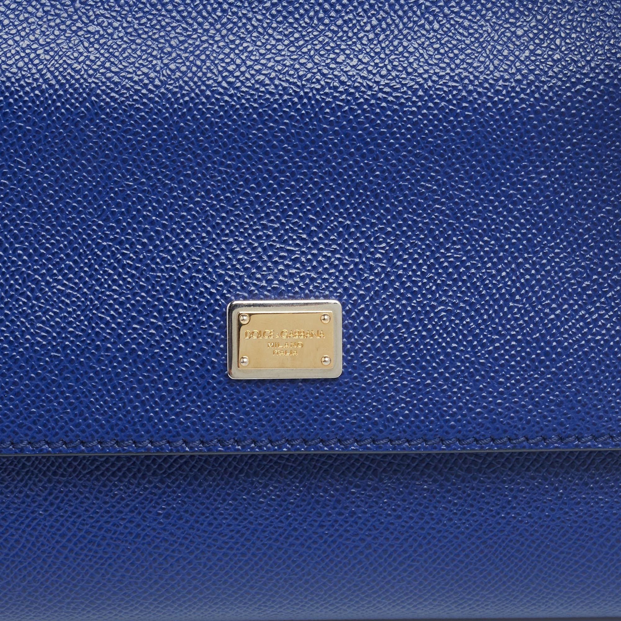 Dolce & Gabbana Blaue Miss Sicily Henkeltasche aus Leder 2