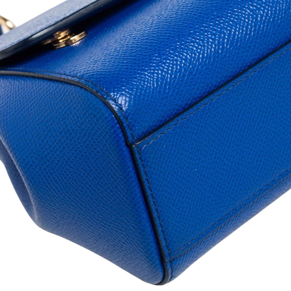 Dolce & Gabbana Blue Leather Small Miss Sicily Top Handle Bag 3