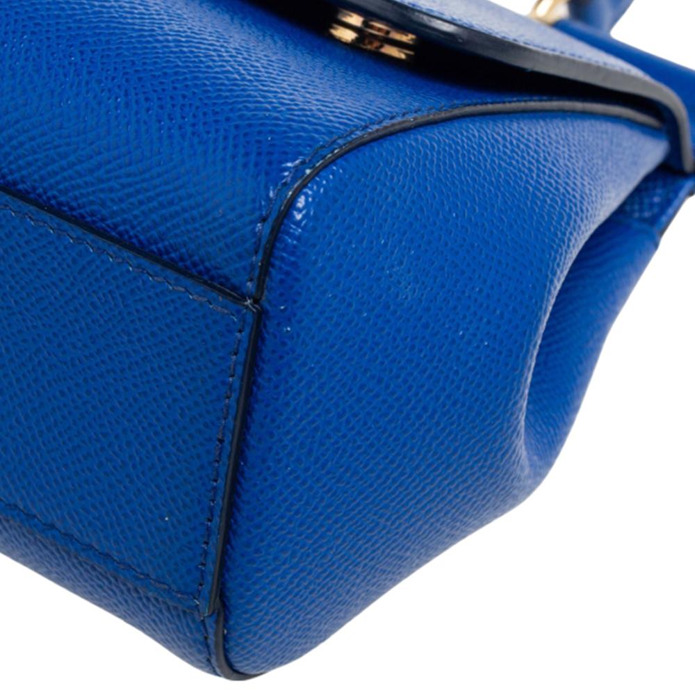 Dolce & Gabbana Blue Leather Small Miss Sicily Top Handle Bag 4