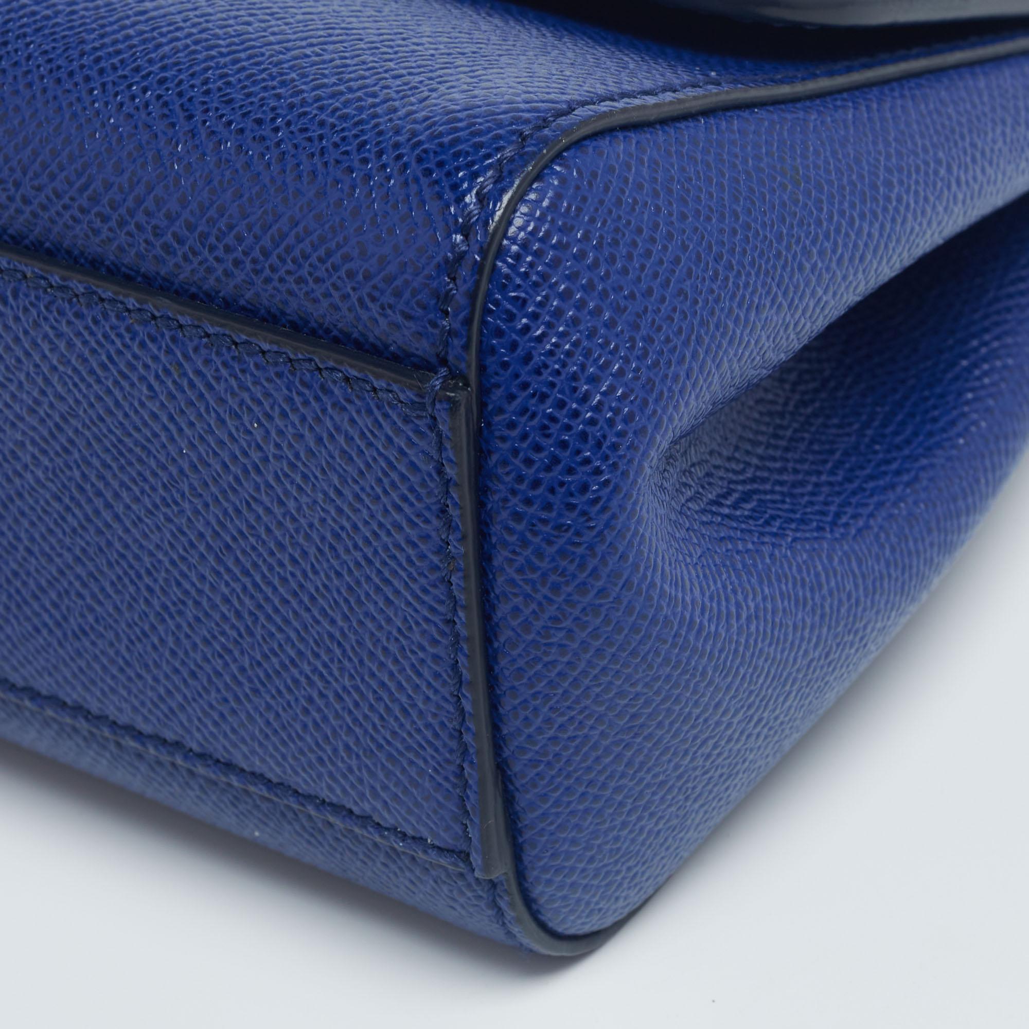 Dolce & Gabbana Blaue Miss Sicily Henkeltasche aus Leder 4