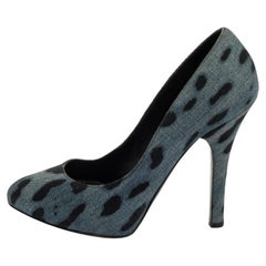 Dolce & Gabbana Blue Leopard Print Denim Pumps Size 37