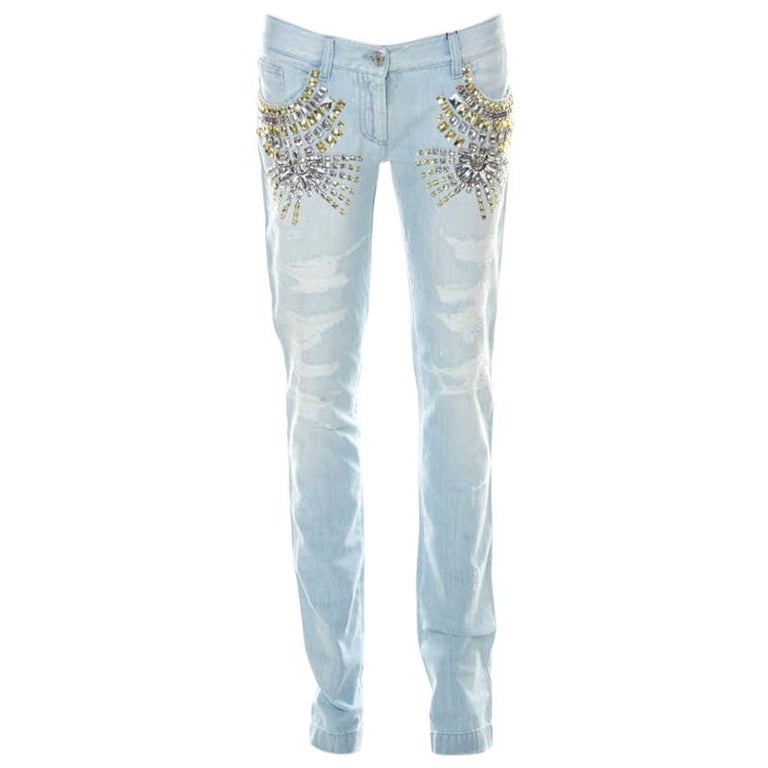 Dolce and Gabbana Blue Light Wash Denim Crystal Embellished Jeans S at  1stDibs | dolce gabbana womens jeans, dolce jeans, dolce and gabbana  embellished jeans
