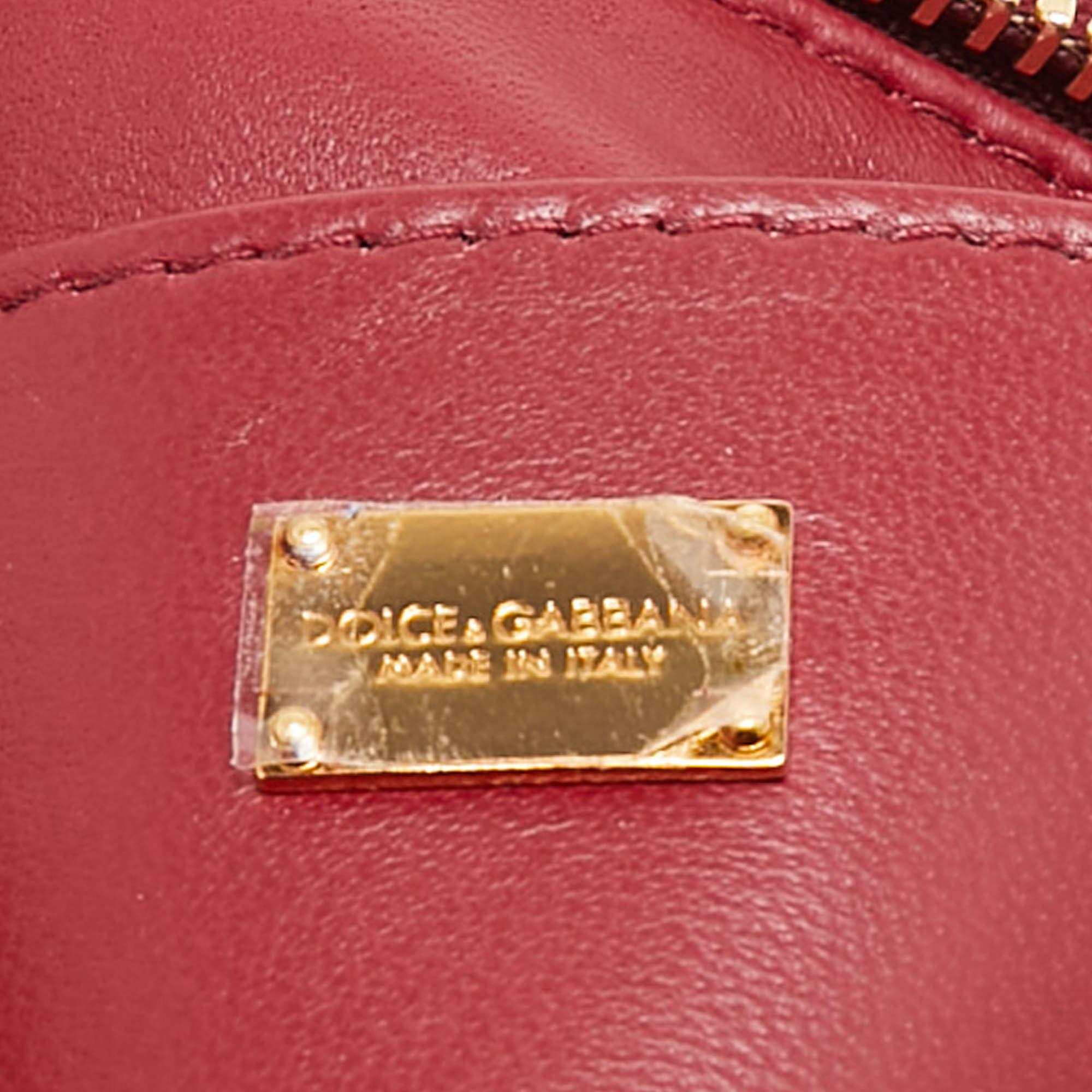 Dolce & Gabbana - Sac Lucia à poignée supérieure en cuir embossé lézard bleu en vente 4
